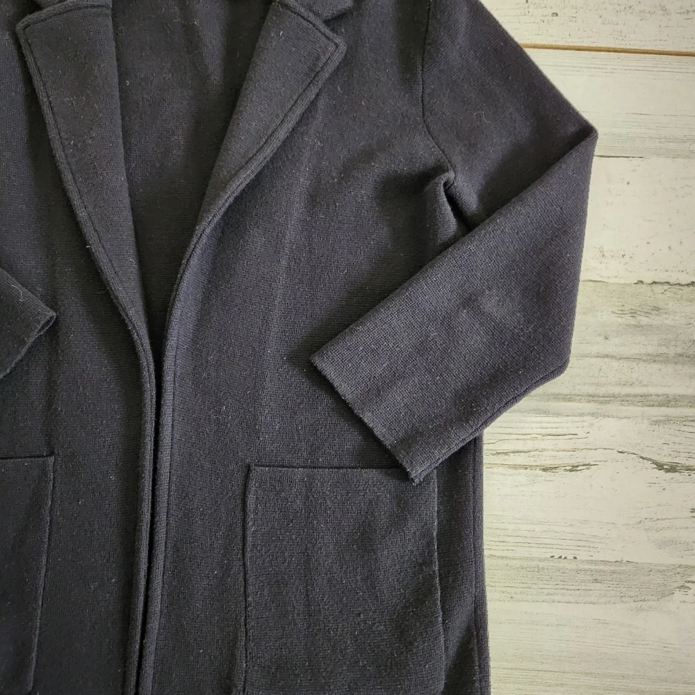 J.Crew J.Crew Sophie Open Front Sweater Blazer Merino Wool Black Size XXS